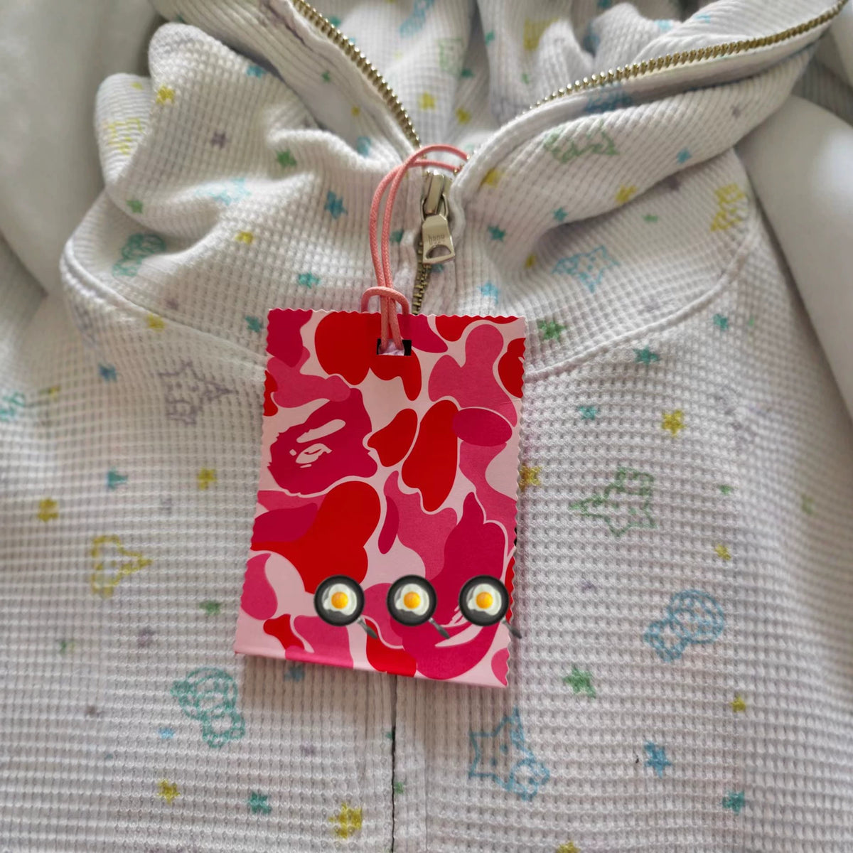 BAPE Lisa Baby Milo Sta Pattern One Point Waffle Star Print Hoodie