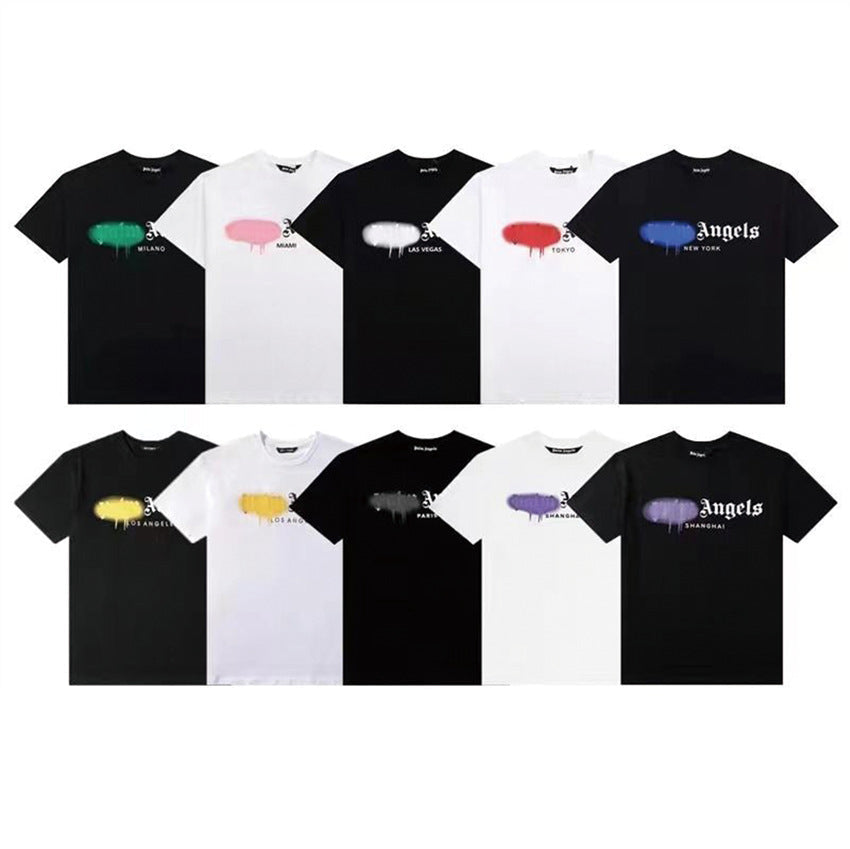 Palm Angels Heart Letter Graphic Short Sleeve Tee Streetwear Unisex