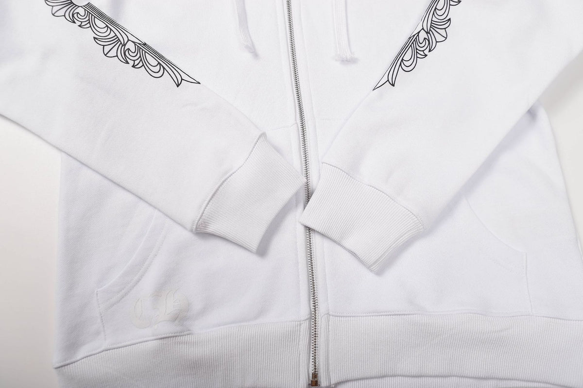 Chrome Hearts Scroll Cross Zip Up Hoodie Classic Street Hooded Jacket