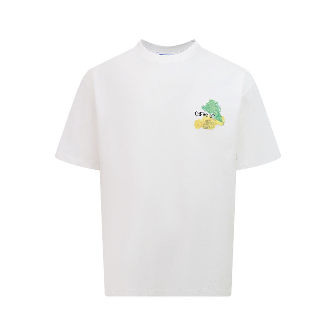 Tape Arrow Graphic Print Streetwear Crew Neck Short Sleeve T Shirt