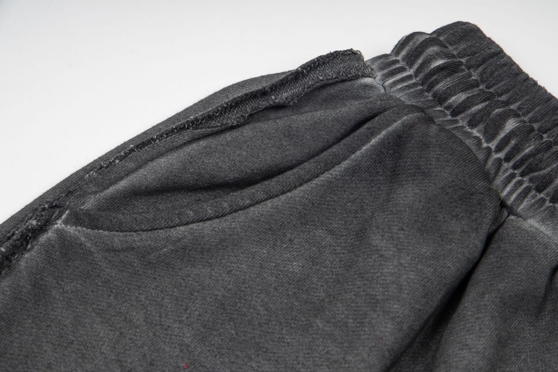 Washed Vintage Letter Print Raw Edge Streetwear Drawstring Sweat Shorts