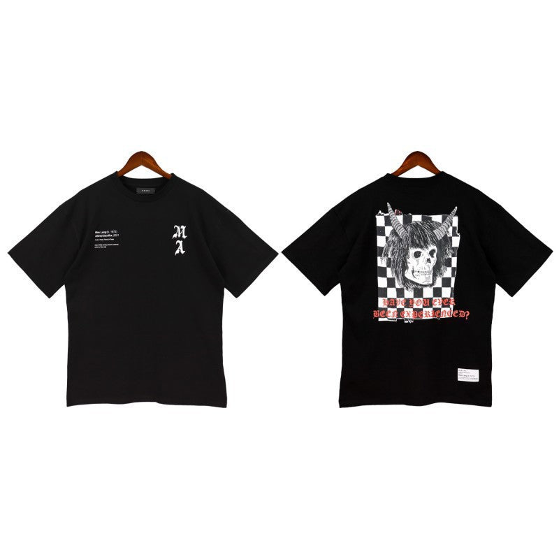 Amiri Multi‑Pattern Letter Graphic Oversized Tee Streetwear Unisex