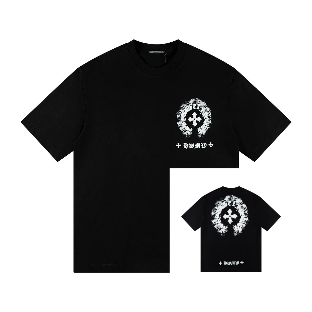 Chrome Hearts Color Sanskrit Cross Horseshoe Print Short Tee Unisex
