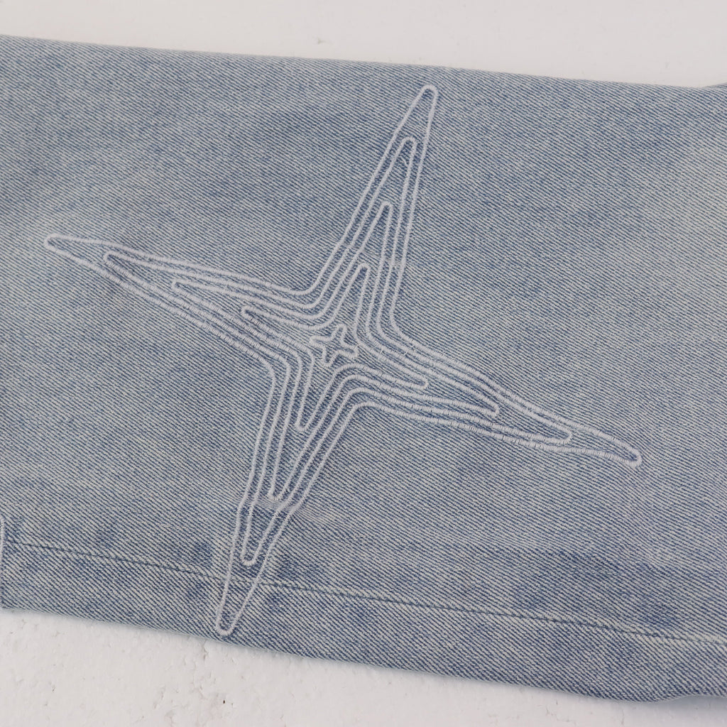 Purple Brand Star Embroidery Skinny Denim Jeans Unisex