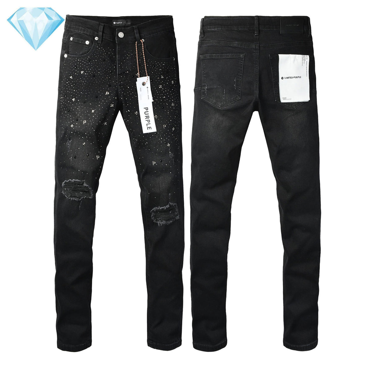 Purple Brand Rhinestone-Embellished Flared Jeans
