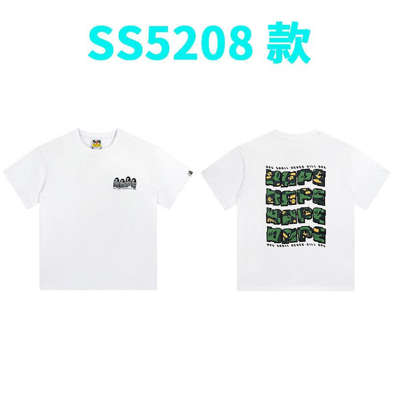 BAPE Shark Camo Graphic Tee Loose Unisex Streetwear T-Shirt