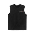 Vintage Washed Cotton Tank Men Graphic Print Loose Sleeveless Vest