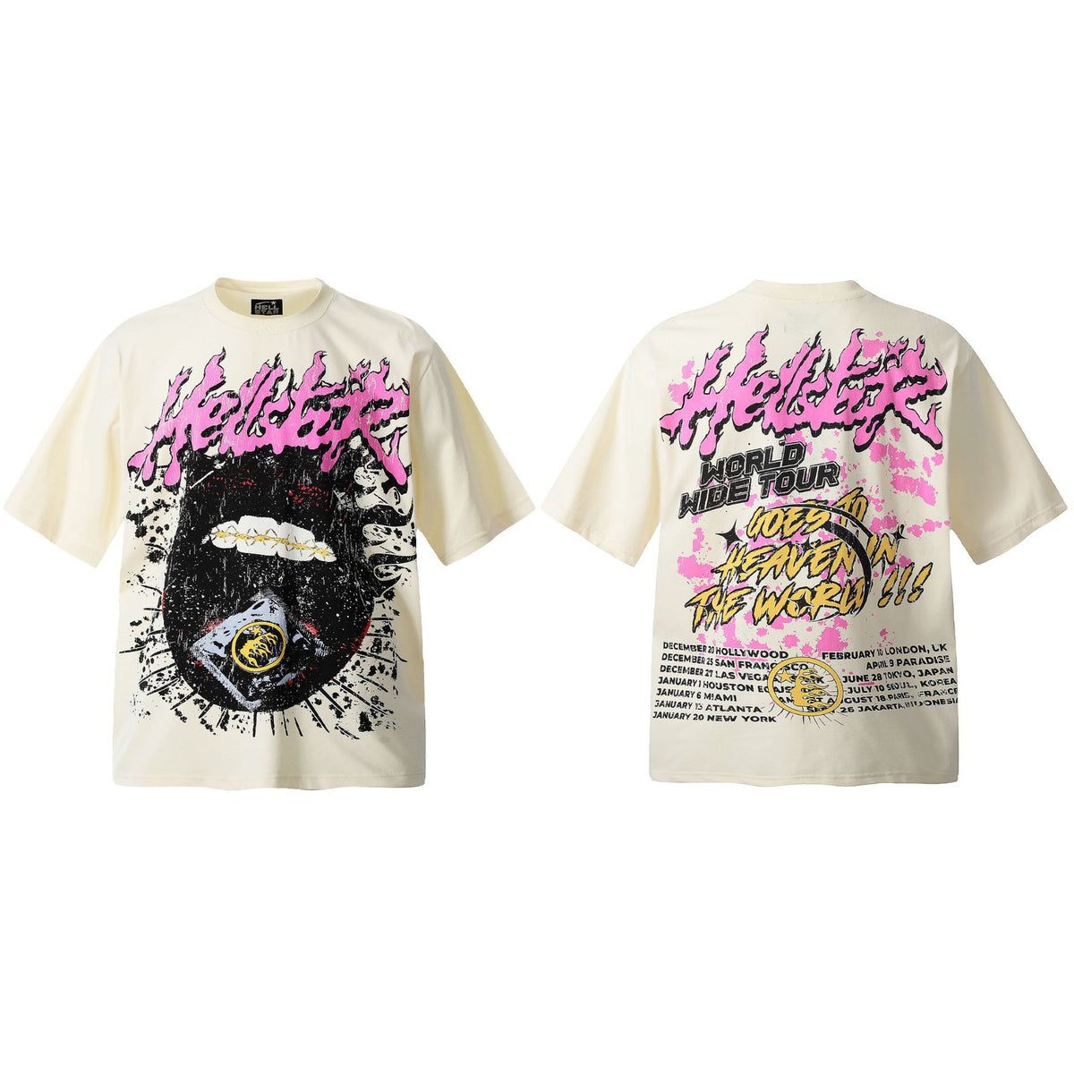 Hellstar Multi‑Graphic Vintage Washed Oversized Tee Streetwear
