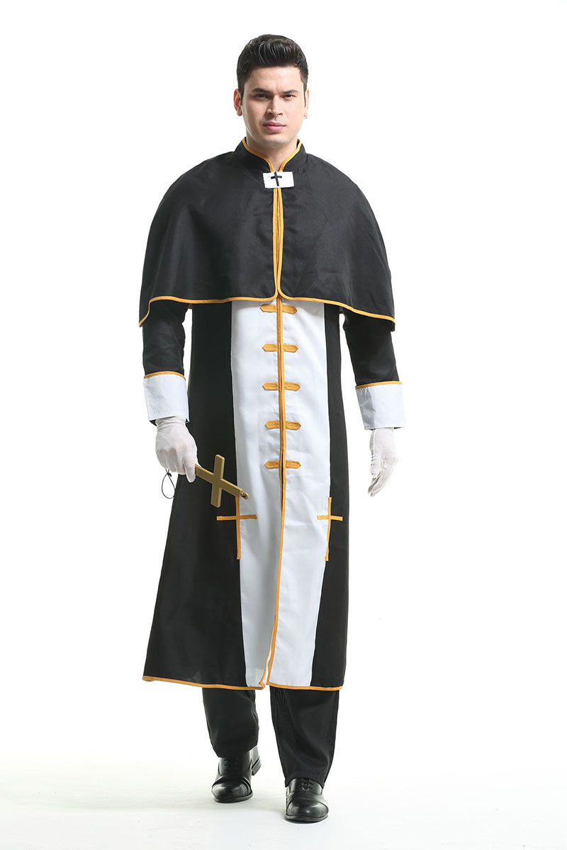 Halloween Men Priest Father Cosplay Religious Robe Carnival Party Sets
