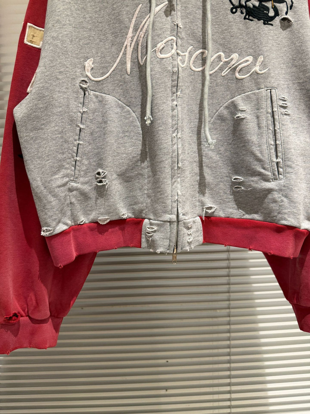 Protocol Index Russia Horse Embroidery Colorblock Zip Up Hoodie Unisex