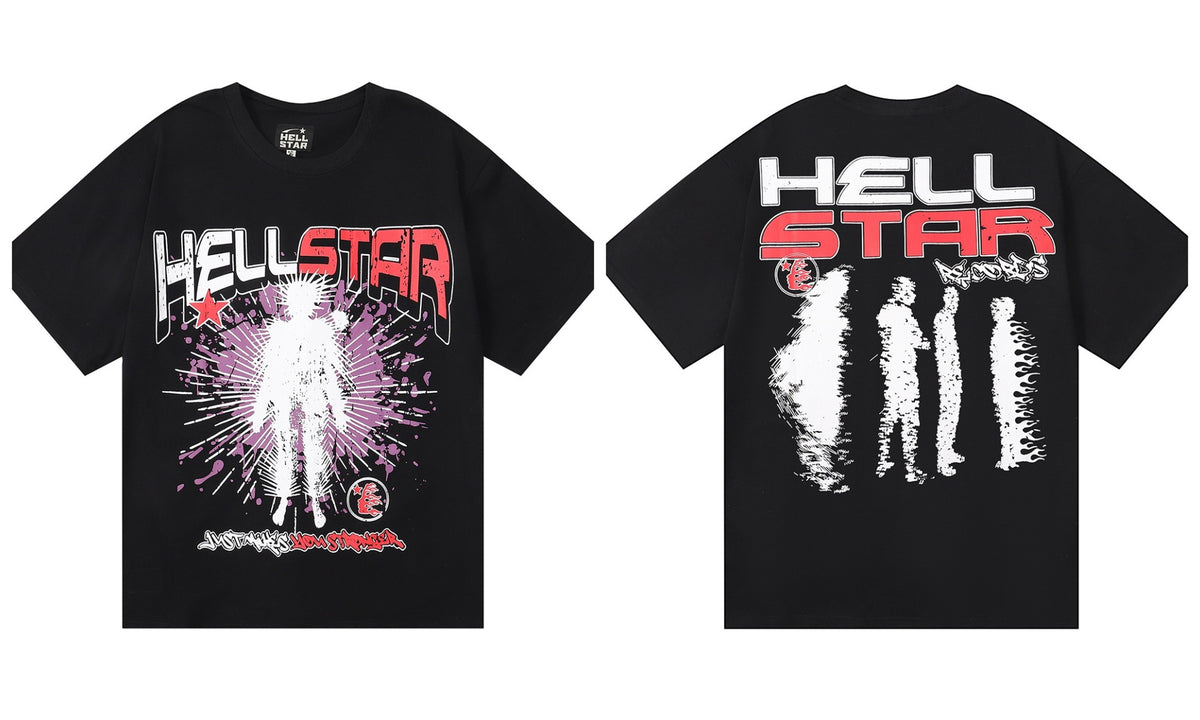 Hellstar Series Vintage Graphic Print Loose Unisex Streetwear T-Shirt