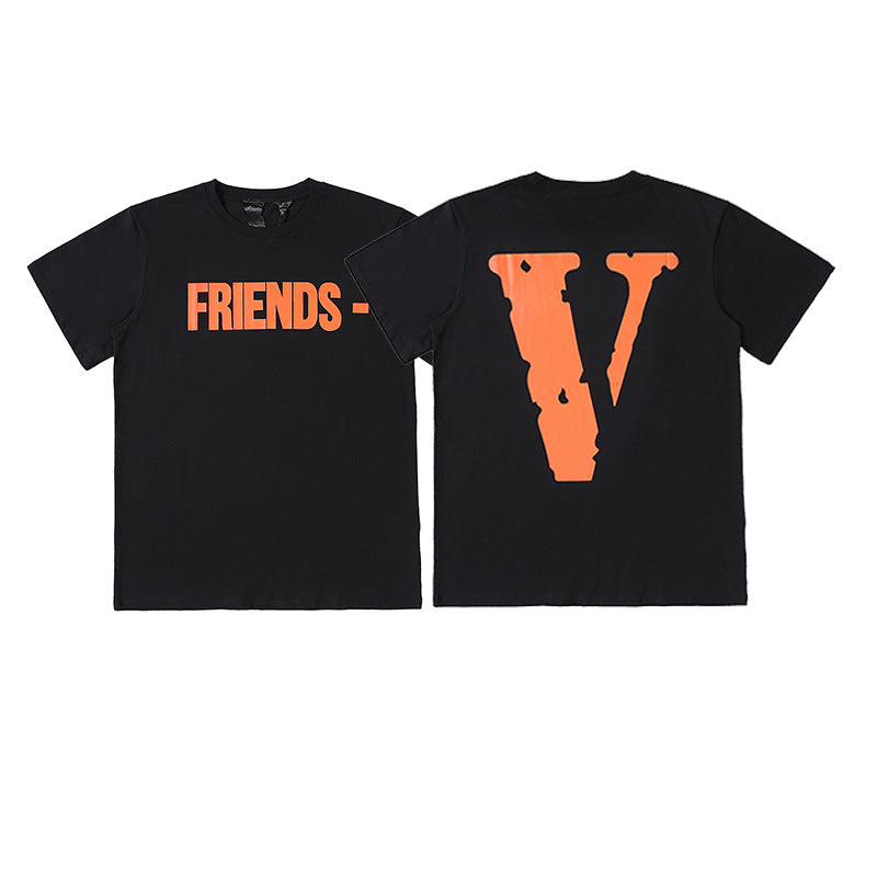 Vlone Big V Letter Graphic Print Short Sleeve Tee Streetwear Unisex