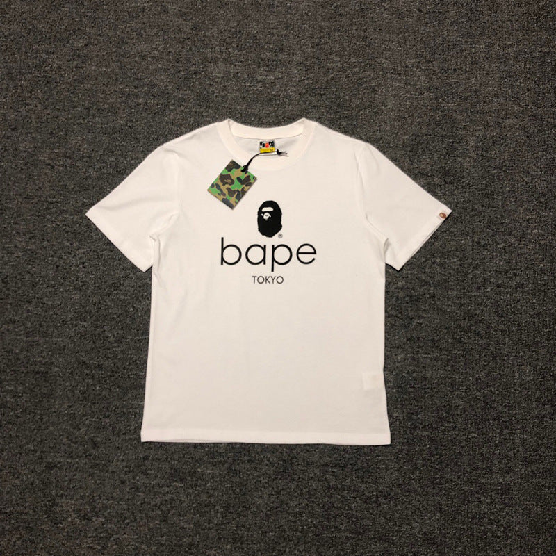 BAPE Ape Shark Graphic Print Loose Unisex Heavyweight Cotton T-Shirt