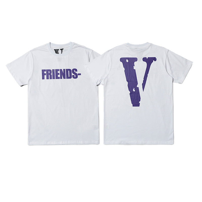 Vlone Big V Letter Graphic Print Short Sleeve Tee Streetwear Unisex