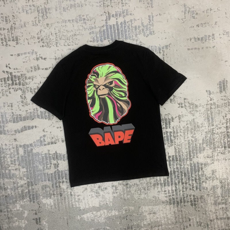 BAPE Classic Camo Ape Head Letter Print Loose Unisex Casual T-Shirt