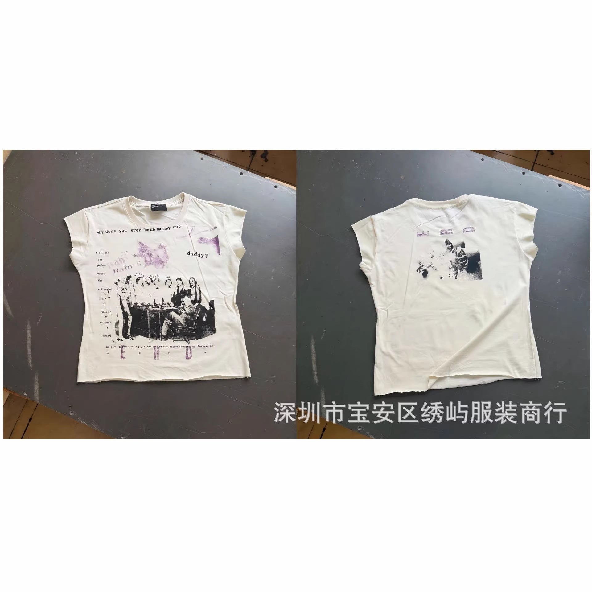 ERD Portrait Letter Print Crew Neck Short Sleeve T Shirt Unisex