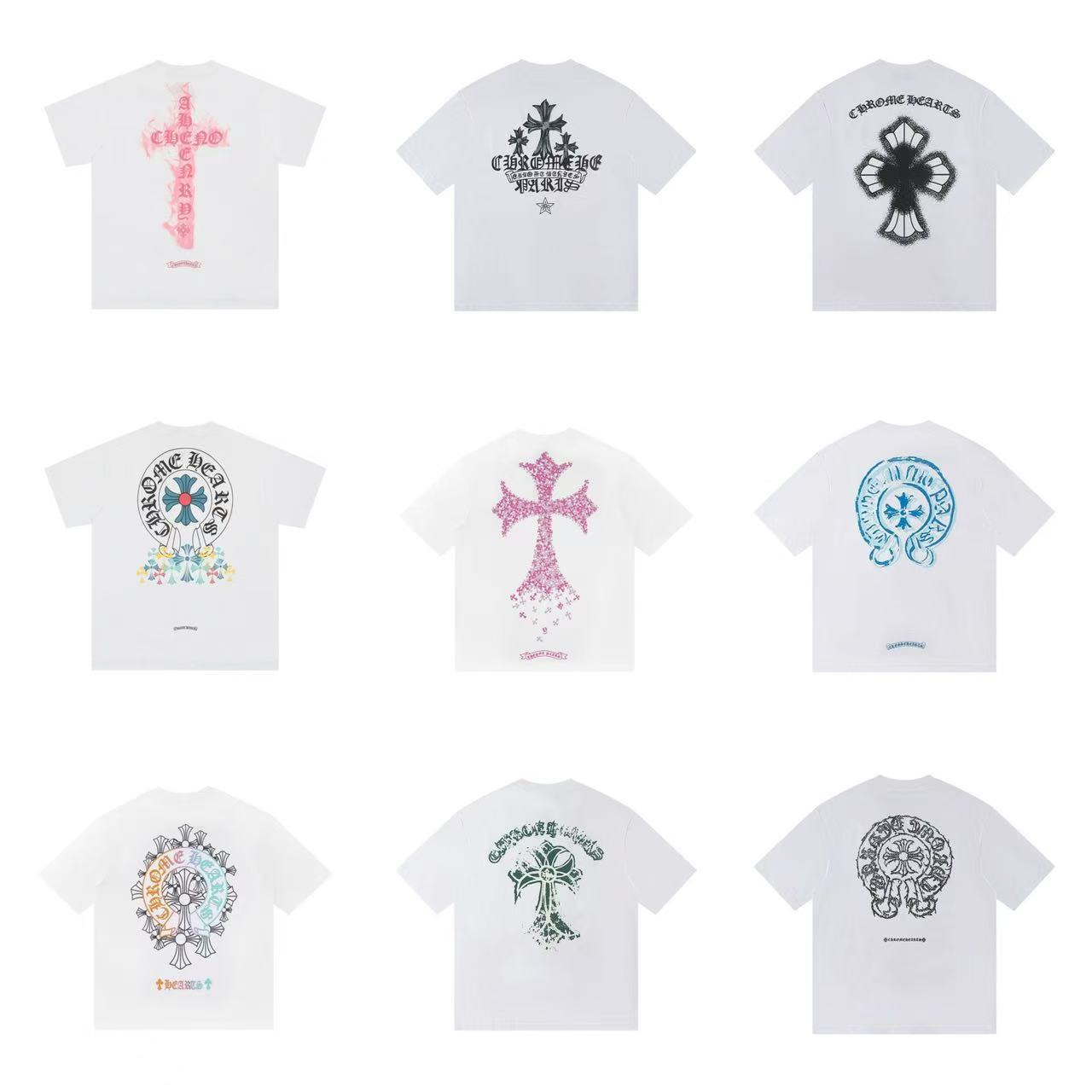 Chrome Hearts Color Sanskrit Cross Print Short Tee Unisex Y2K