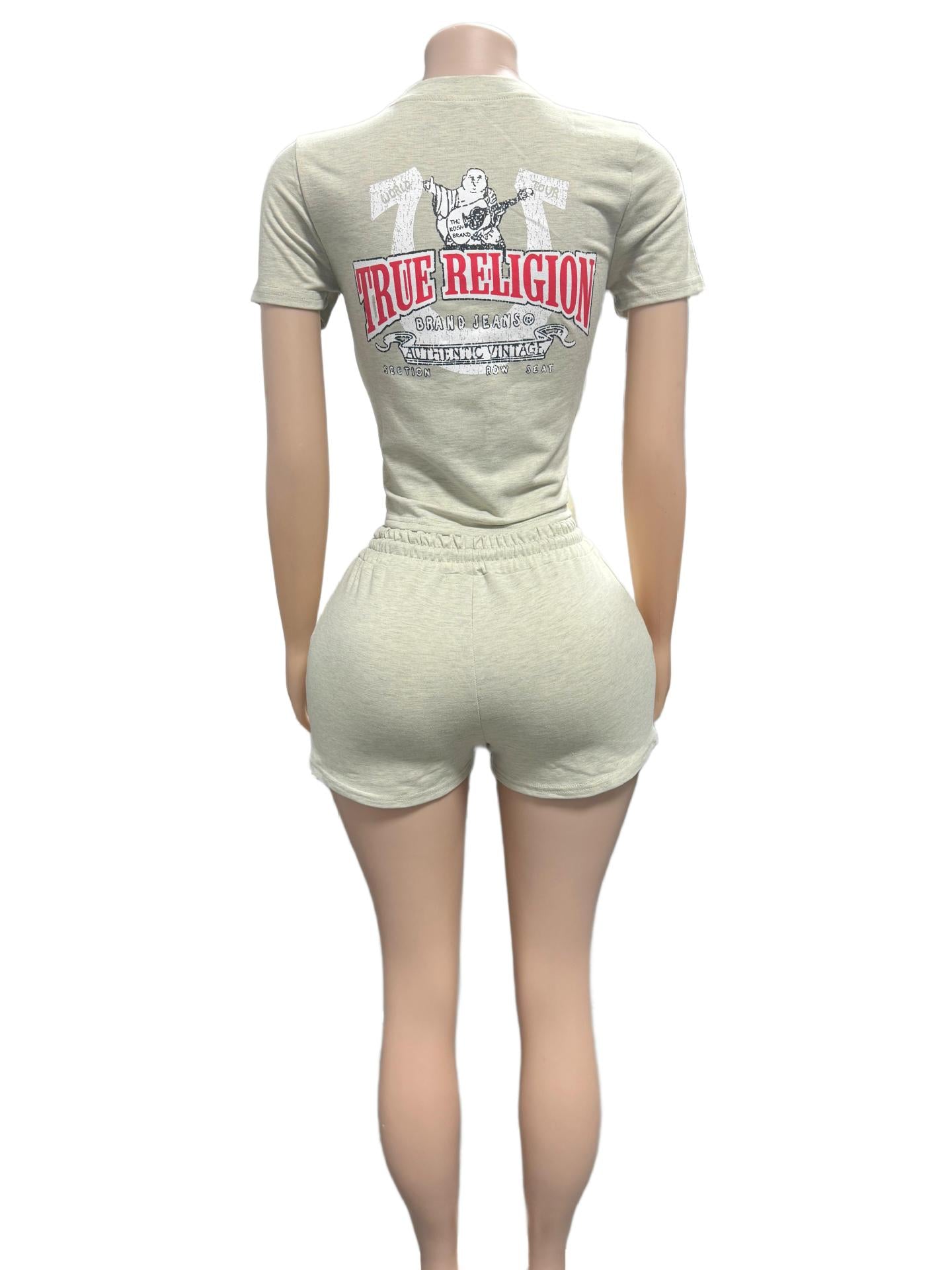 True Religion Horseshoe Graphic Print Tee Shorts 2 Piece Set