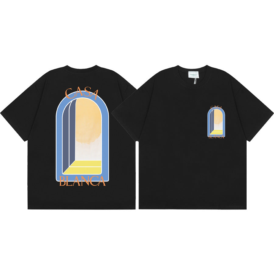 2026 New Casablanca Logo Print Loose Fit Unisex Short Sleeve T-Shirt