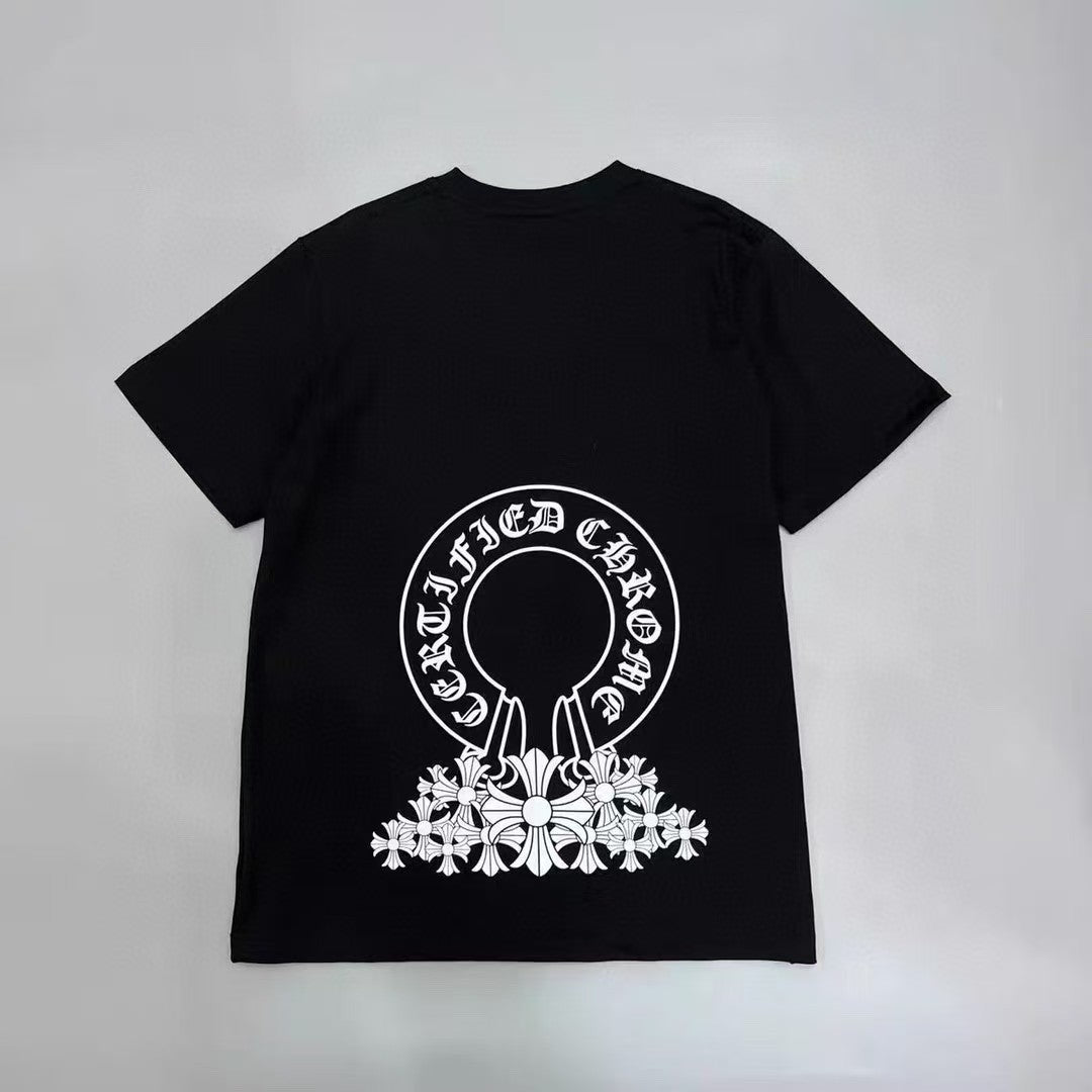 Chrome Hearts Color Sanskrit Cross Print Short Tee Unisex Y2K