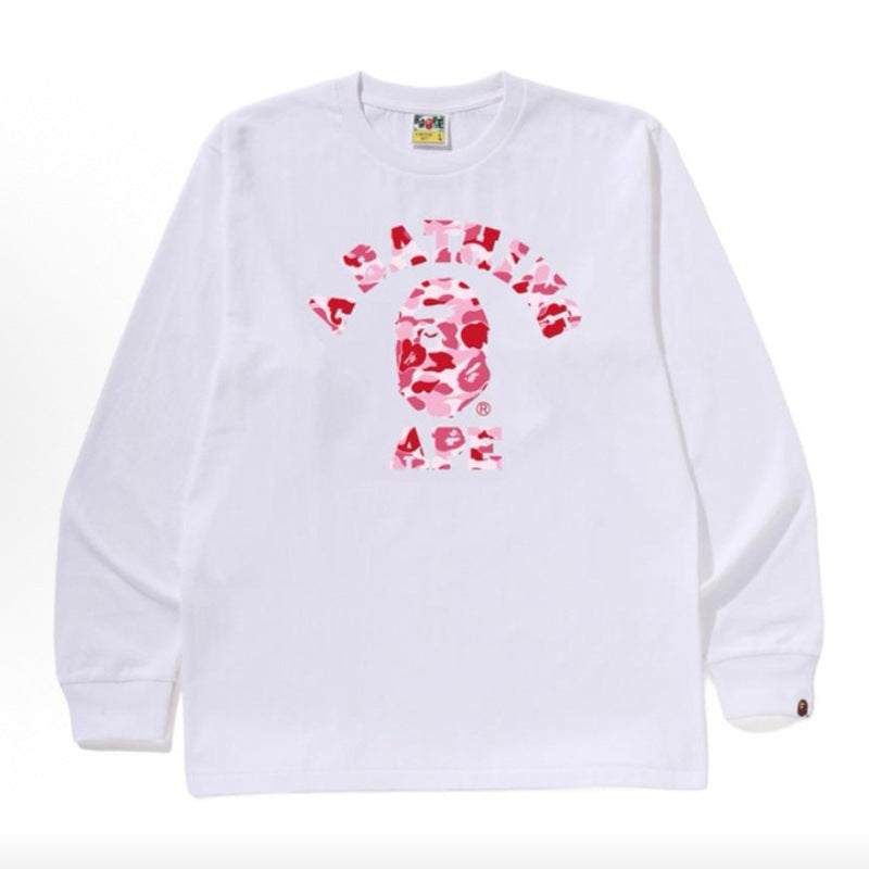 Bape Multi‑Ape‑Head Graphic Oversized Long Sleeve Tee Streetwear