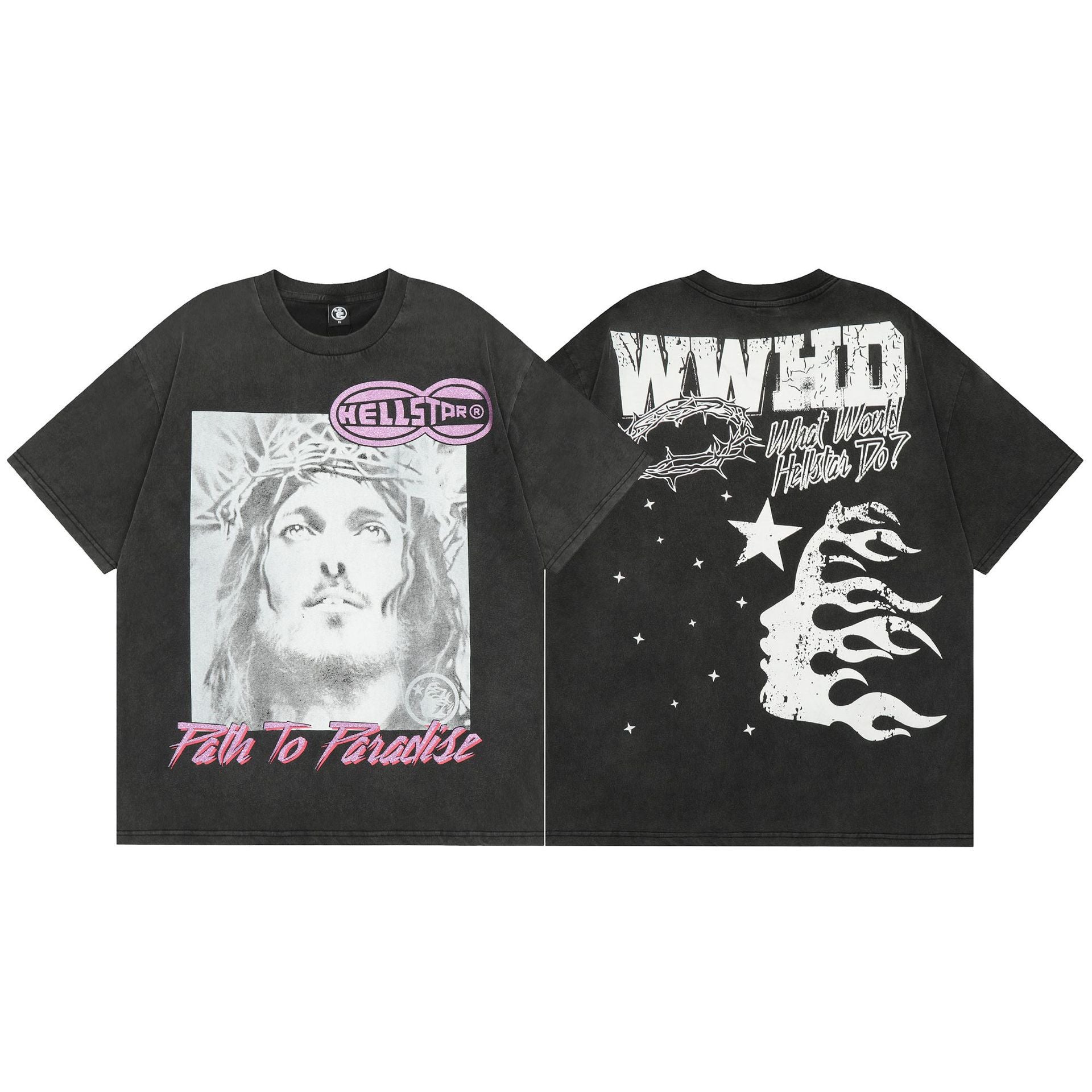 Hellstar Multi‑Graphic Print Crew Neck Short Sleeve Tee Unisex