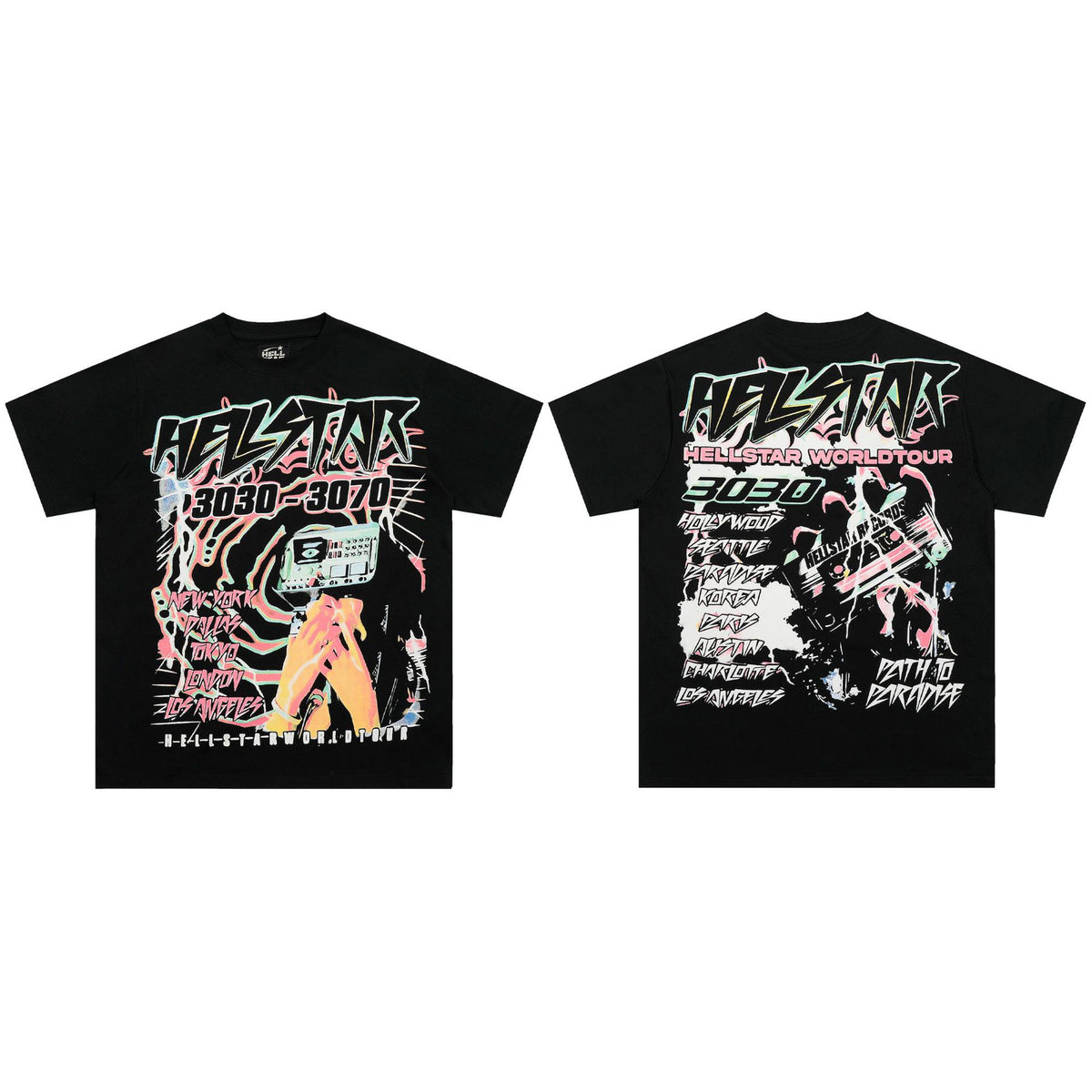 Hellstar Multi‑Graphic Vintage Washed Oversized Tee Streetwear