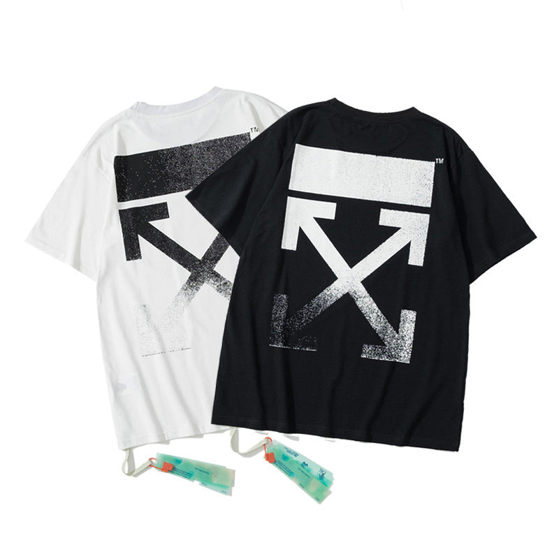 Off White Arrow Gradient Graphic Short Sleeve Tee Streetwear Unisex