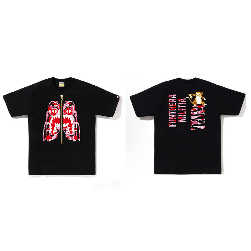 BAPE Ape Head Shark Print Loose Casual Unisex Short Sleeve T-Shirt