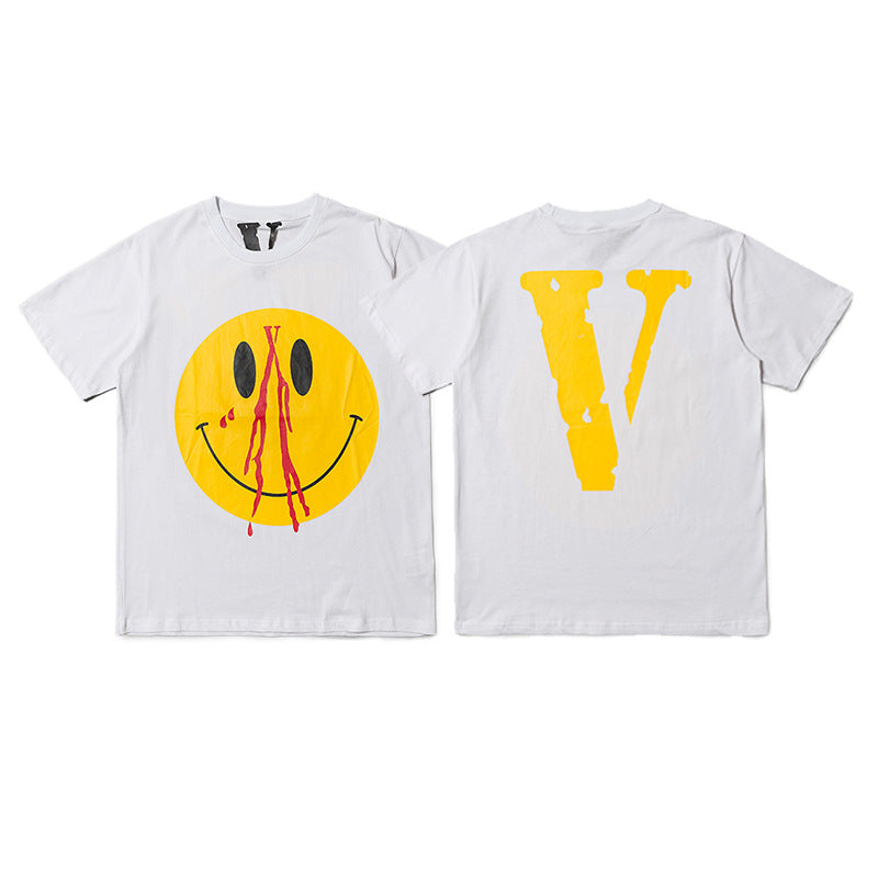 Vlone Big V Letter Graphic Print Short Sleeve Tee Streetwear Unisex