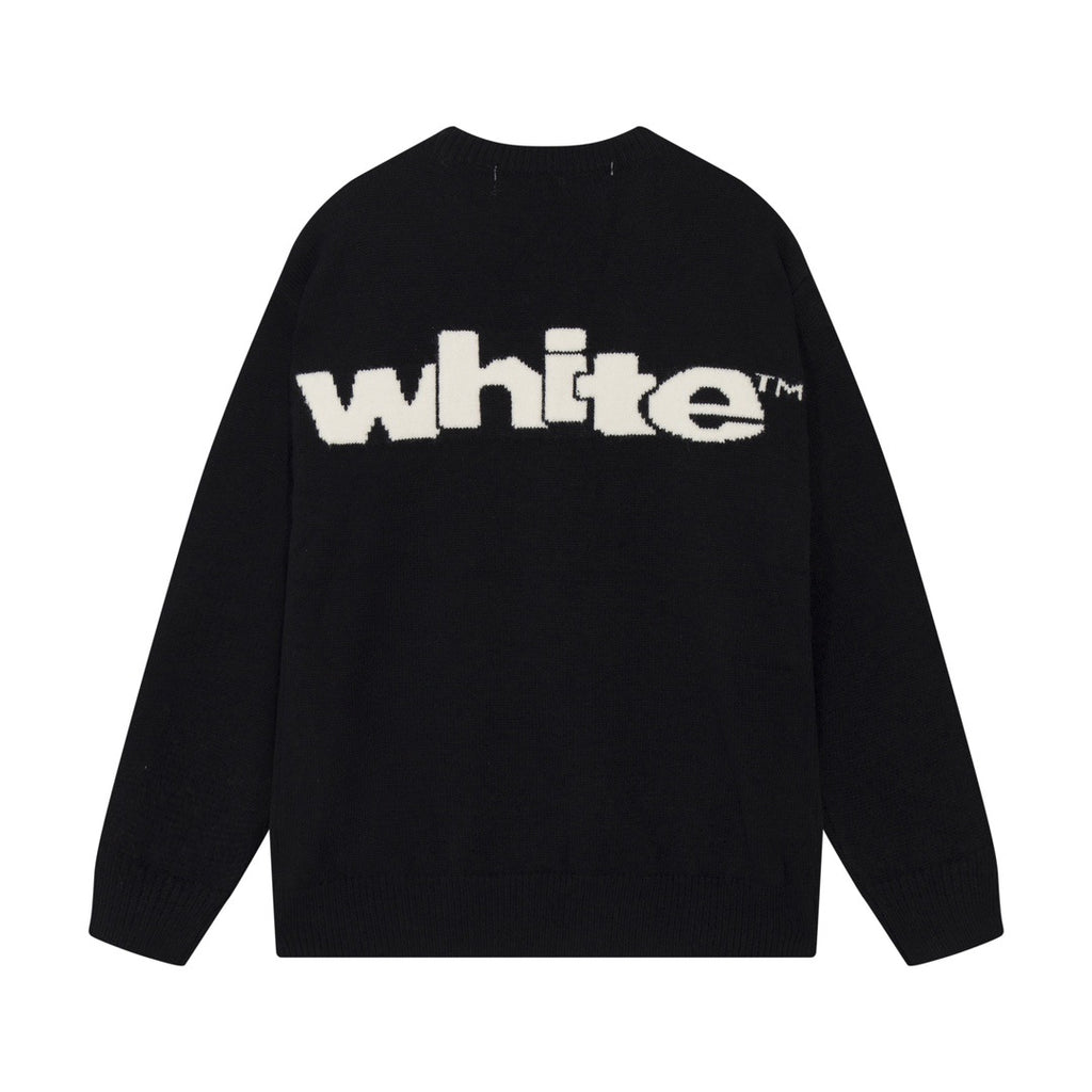 Fluffy Letter Embroidery Streetwear Crew Neck Knit Sweater