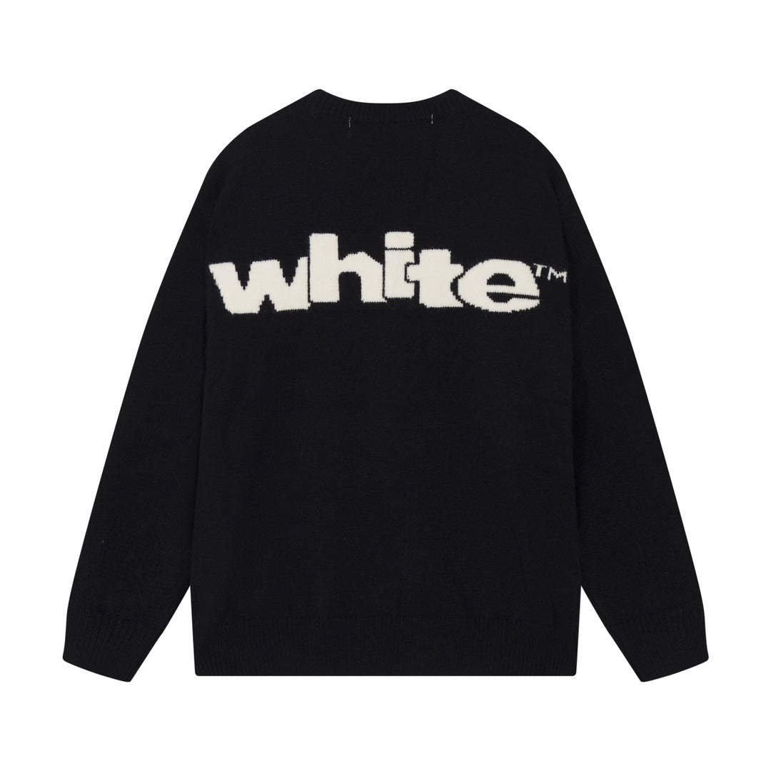 Fluffy Letter Embroidery Streetwear Crew Neck Knit Sweater