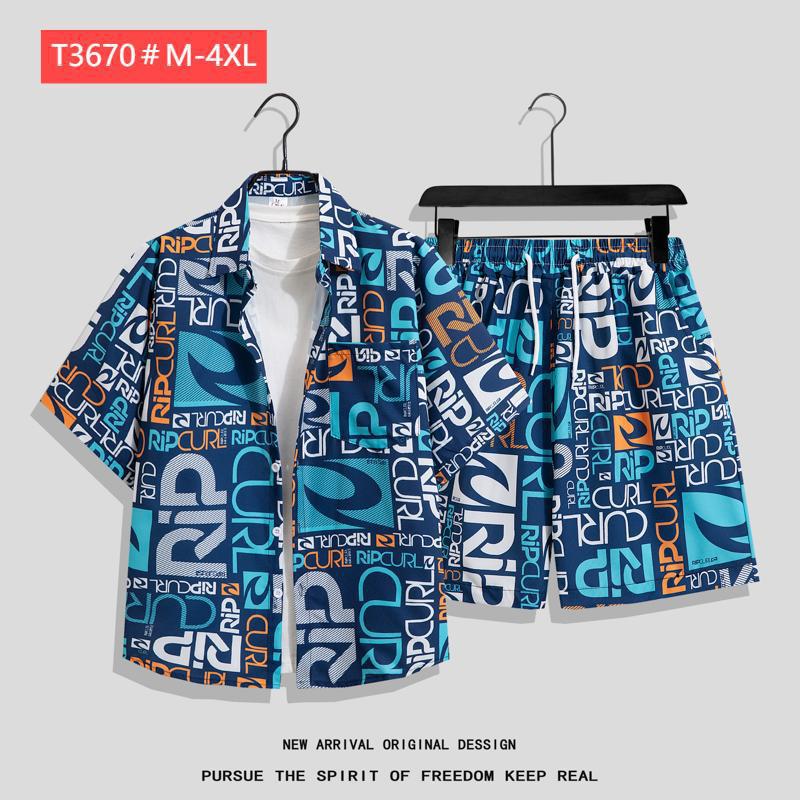 Couple Hawaiian Floral Set Loose 5 Inch Shorts T3664-T3699