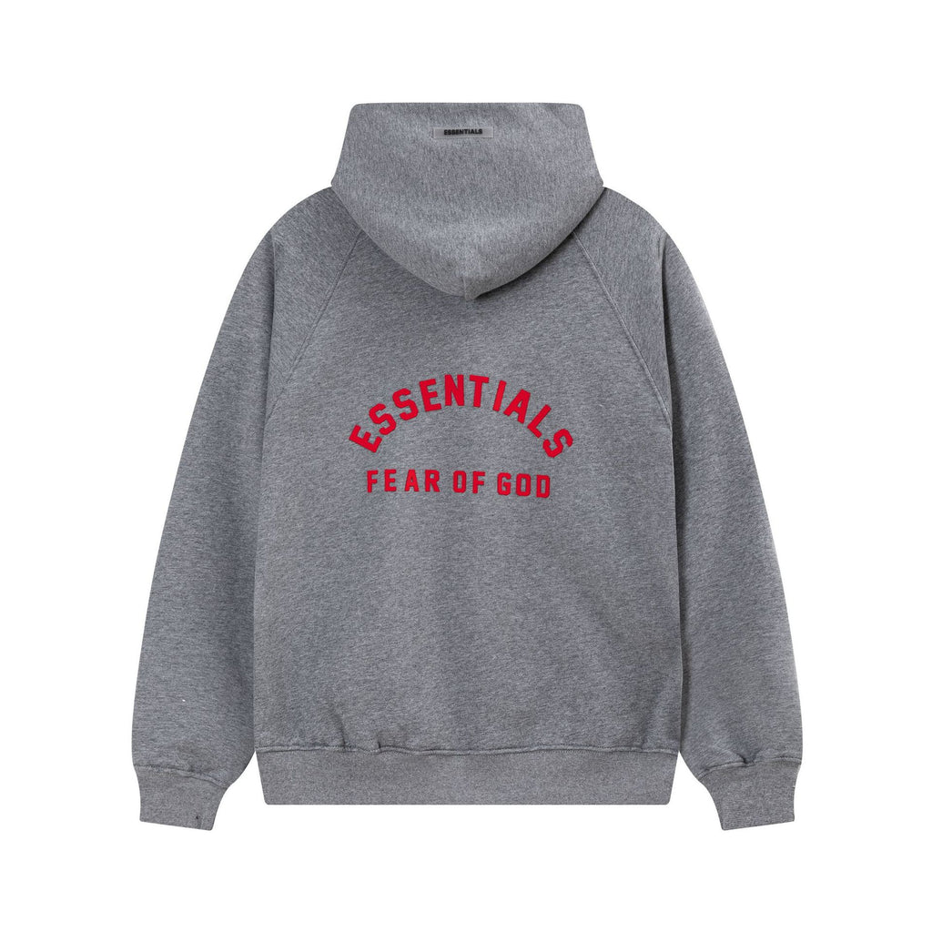 Fear Of God Essentials Red Rubber Letter Pullover Hoodie Unisex