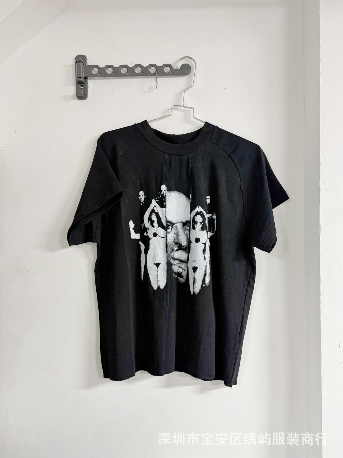 ERD Portrait Letter Print Crew Neck Short Sleeve T Shirt Unisex