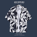 Mens Vintage Tropical Hawaiian Floral Loose Short Sleeve Beach Shirt