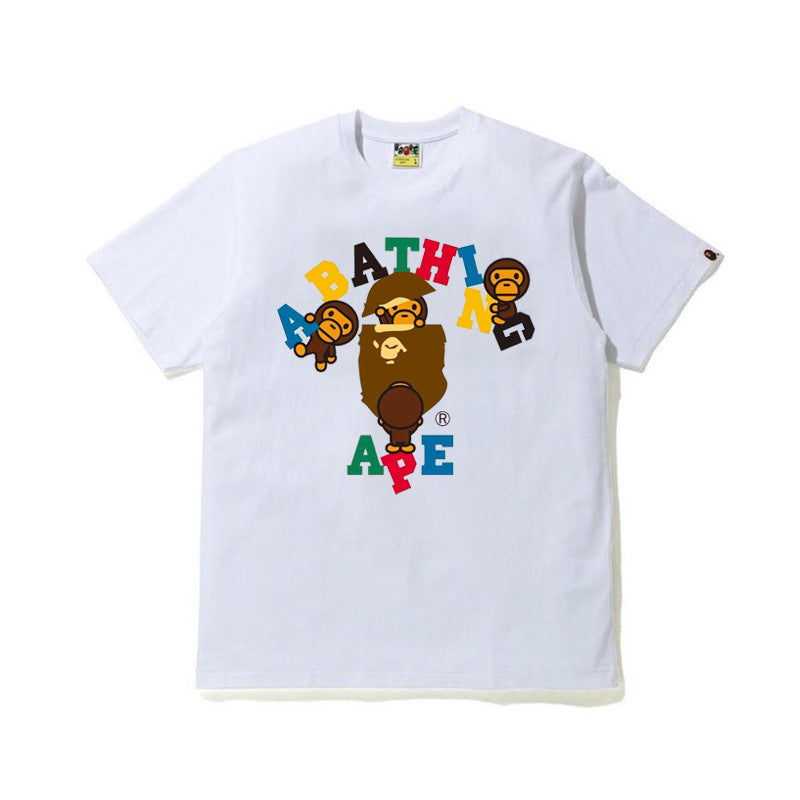 BAPE Camo Shark Ape Head Print Crew Neck Short Sleeve T‑Shirt Unisex