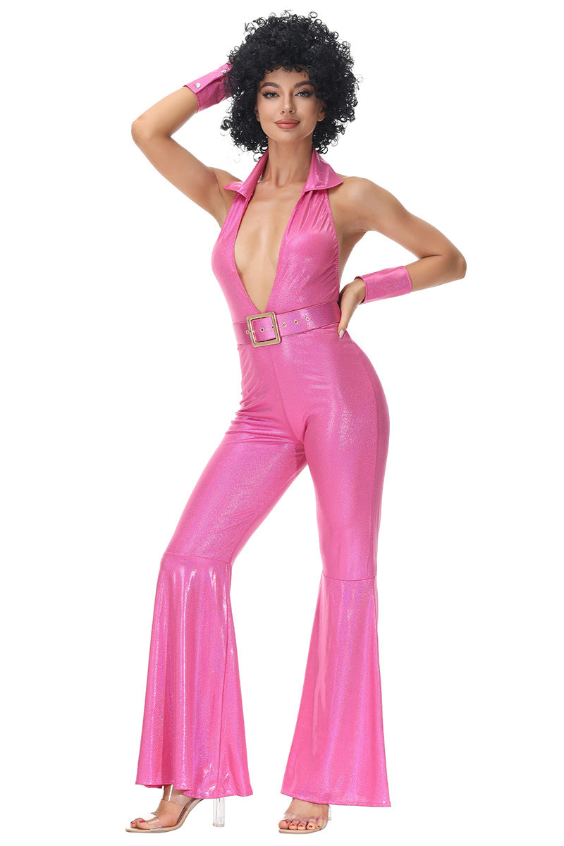 Halloween Men & Women 70s Disco Hippie Cosplay Couple Party Sets
