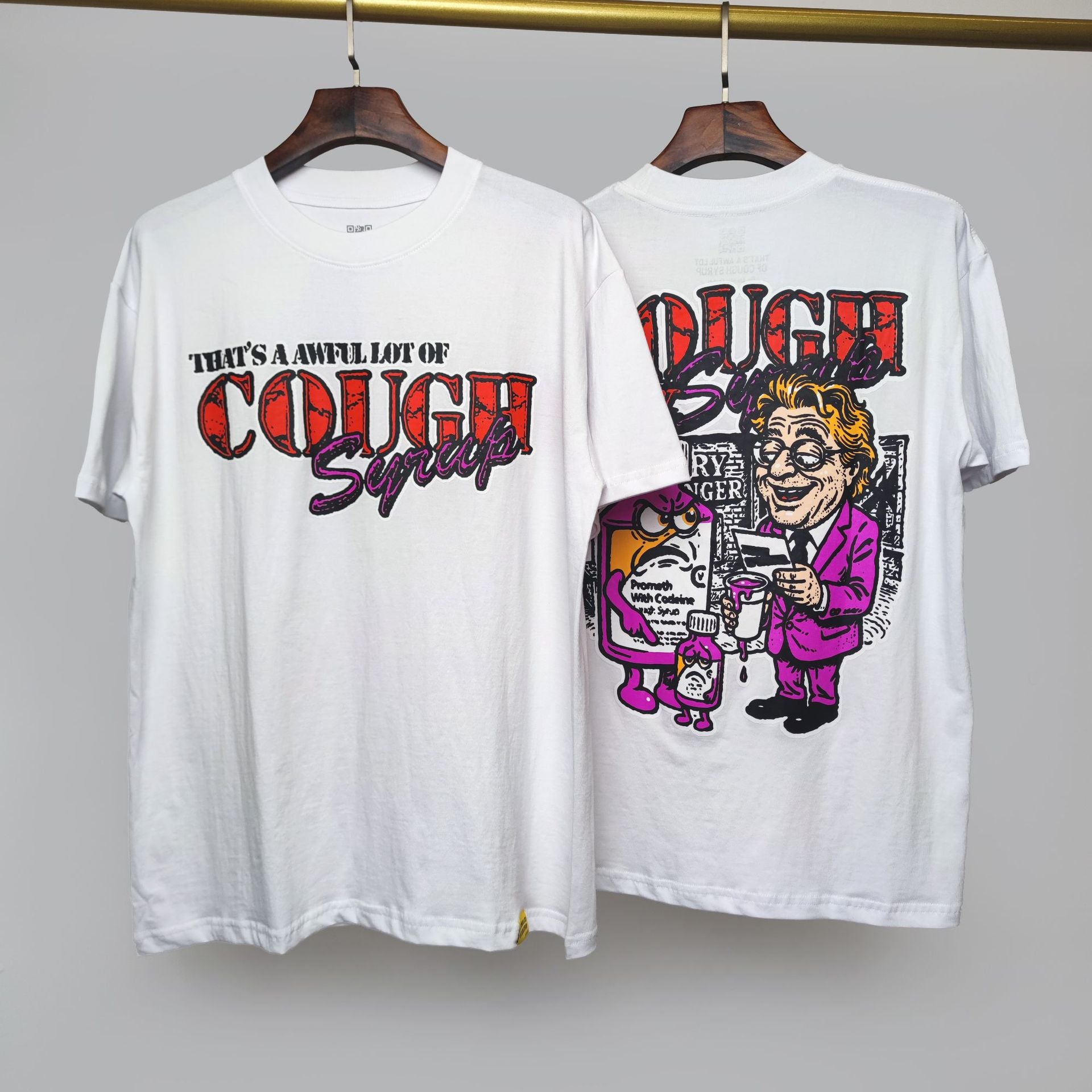 ALOCS Cough Syrup Letter Graphic Short Sleeve Tee Streetwear Unisex