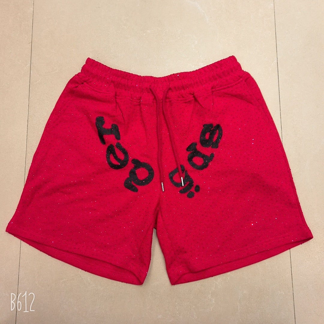 Sp5der Full Rhinestone T-Shirt & Shorts Matching Set