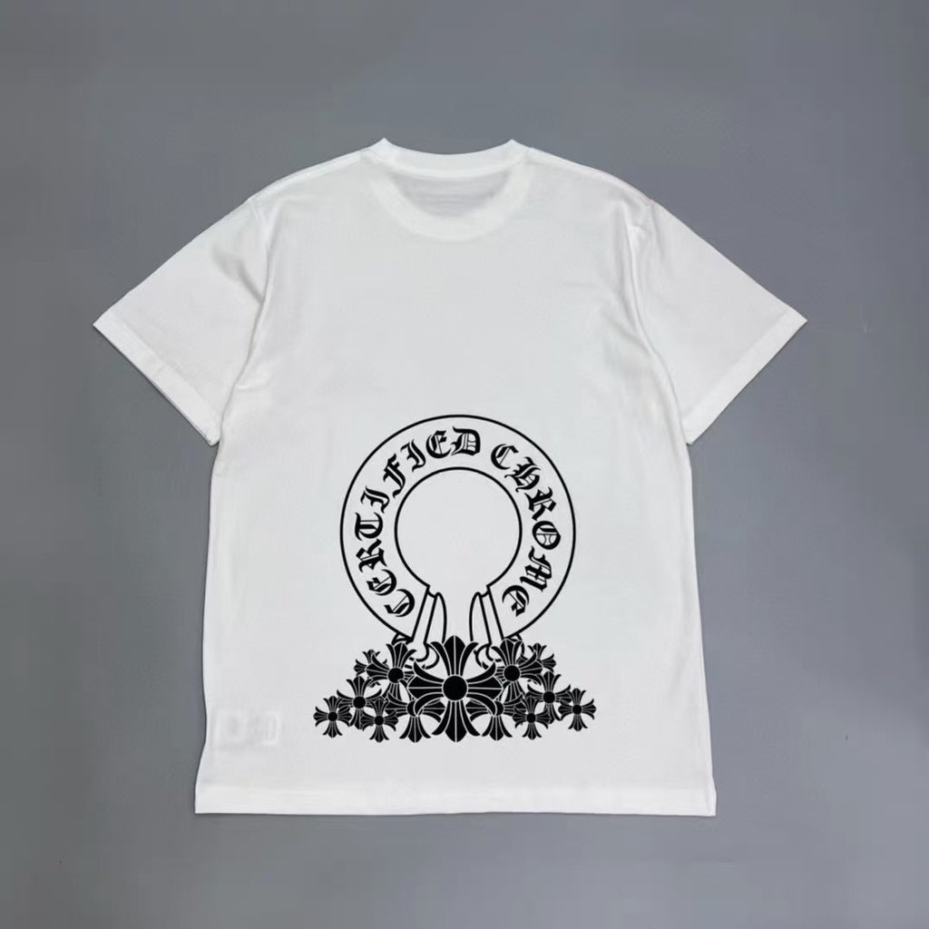 Chrome Hearts Color Sanskrit Cross Print Short Tee Unisex Y2K