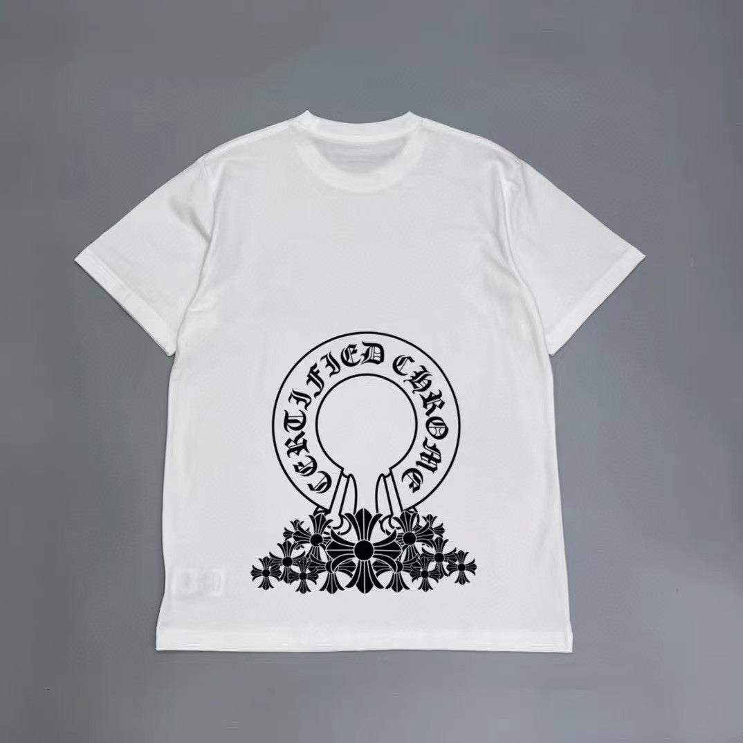 Chrome Hearts Color Sanskrit Cross Print Short Tee Unisex Y2K