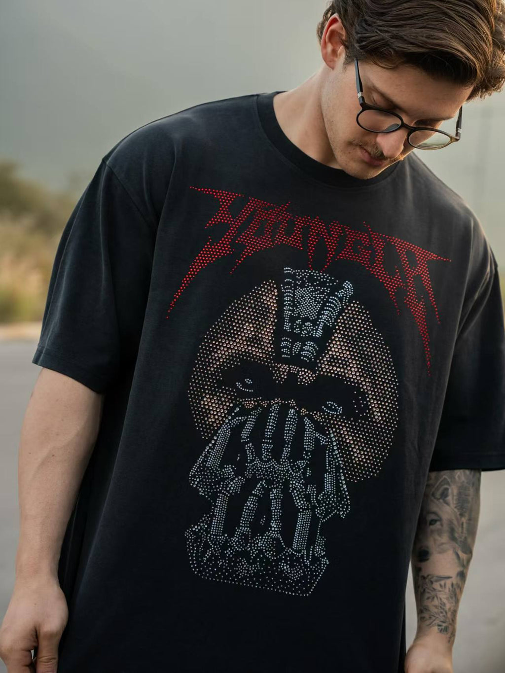 YOUNGLA 4257 Batman Rhinestone Tees