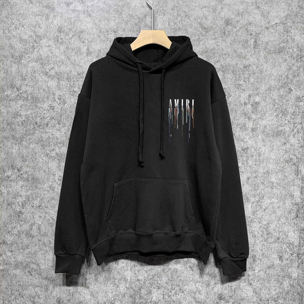 Amiri Paint Drip Logo Hoodie Men Oversized Streetwear Pullover