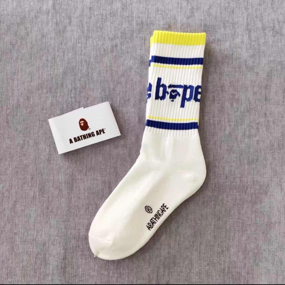 BAPE Ape Head Ribbed Crew Socks Multi Graphic Prints