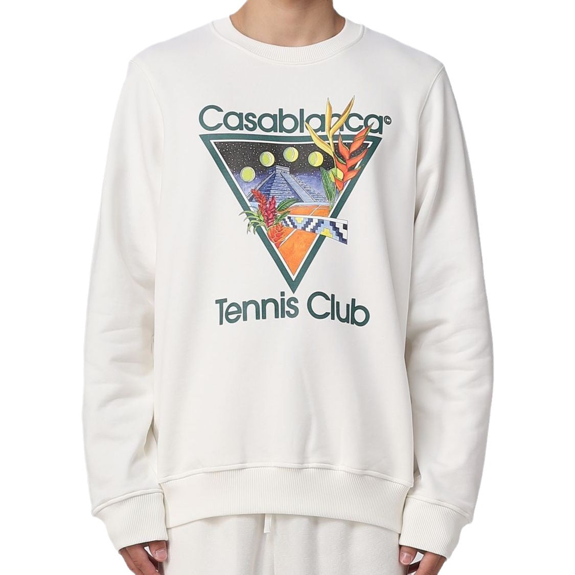 Casablanca Tennis Club Graphic Crewneck Sweatshirt Men Casual Pullover