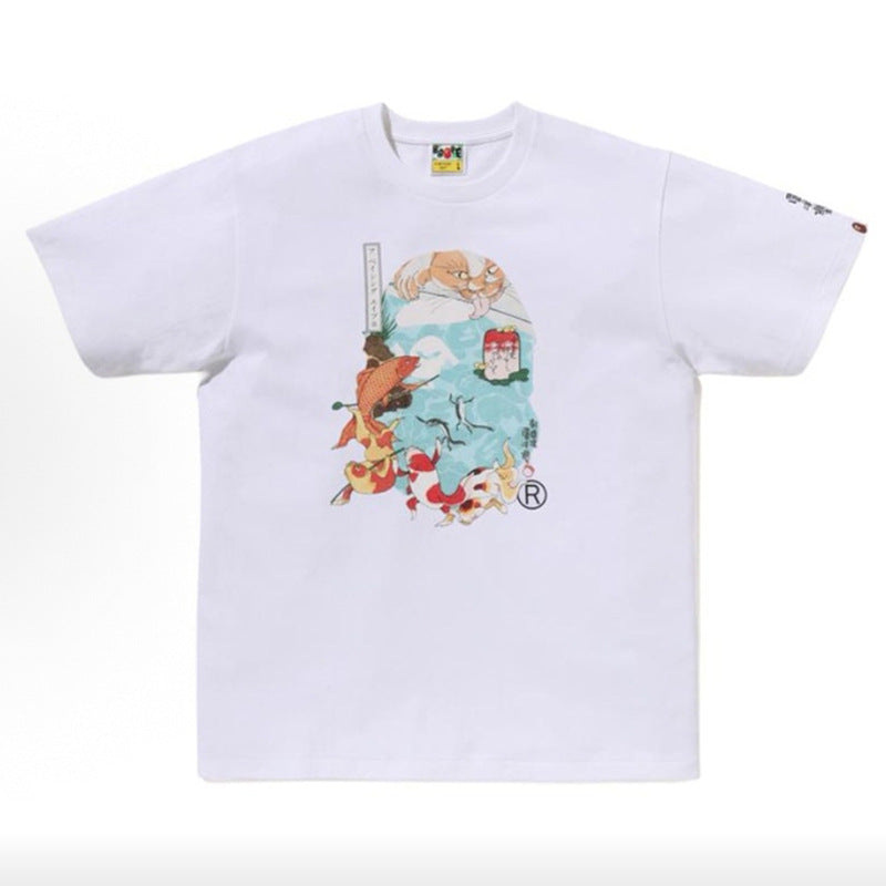 BAPE Ape Head Camo Shark Print Crew Neck Short Sleeve T‑Shirt Unisex