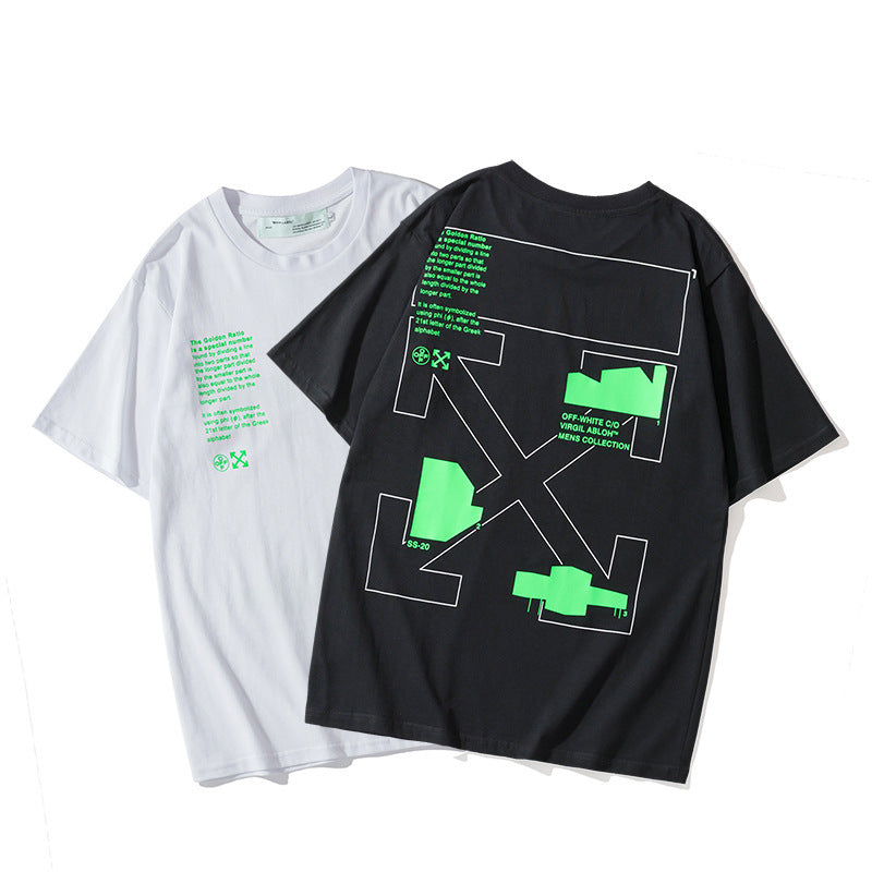 Off‑White Melt Arrow Gradient Splash Ink Crew Neck T‑Shirt Unisex