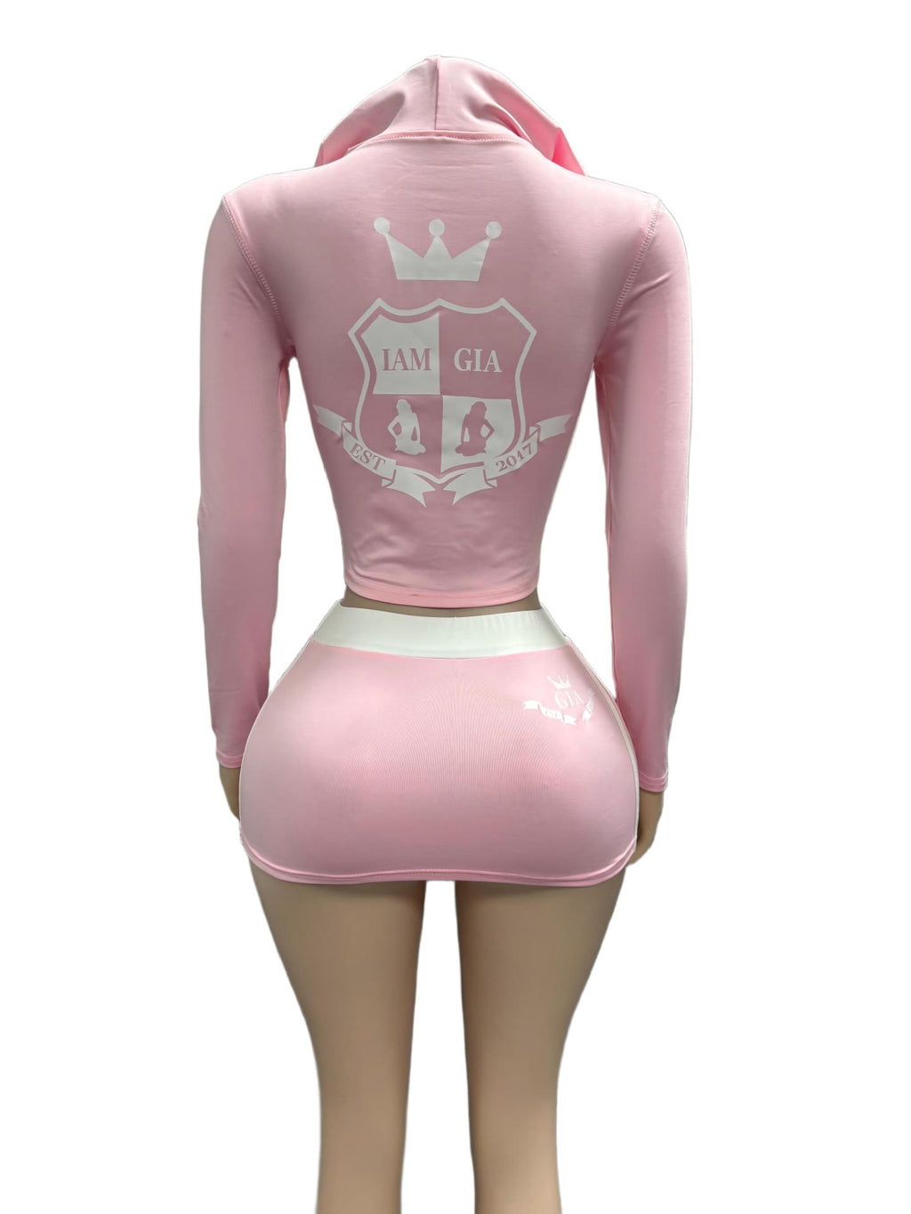 I.AM.GIA Zip Hoodie Crop Top Mini Skirt 2 Piece Set Women