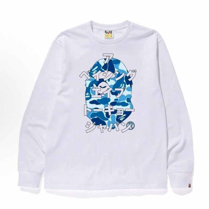Bape Baby Milo Camo Ape Head Graphic Oversized Long Sleeve Tee Street